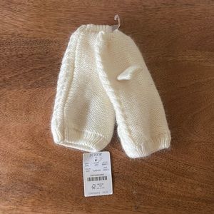 Jcrew white fingerless mittens NWT